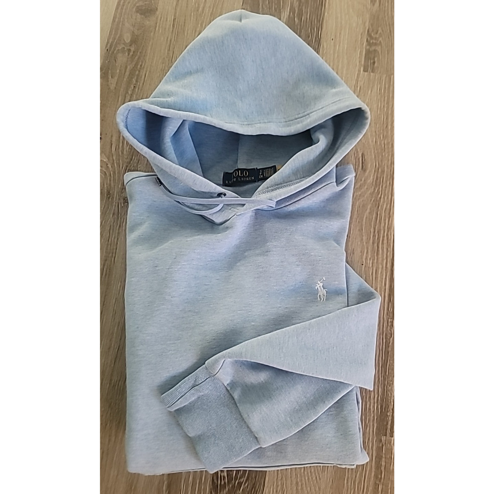 Polo Ralph Lauren Classic RL Double Knit Hoodie Pony Men's SMALL S Blue Heather